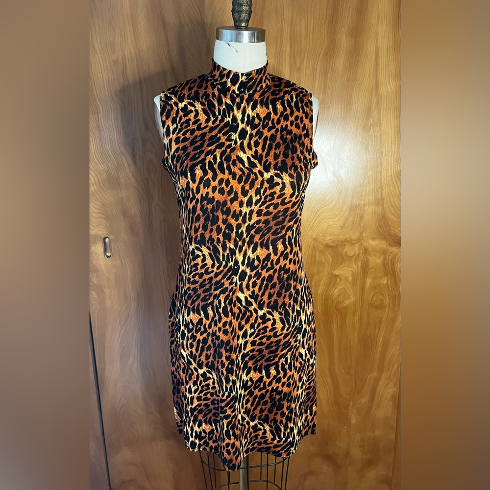 Vintage 90’s Leopard slinky dress iconic style of the 90’s